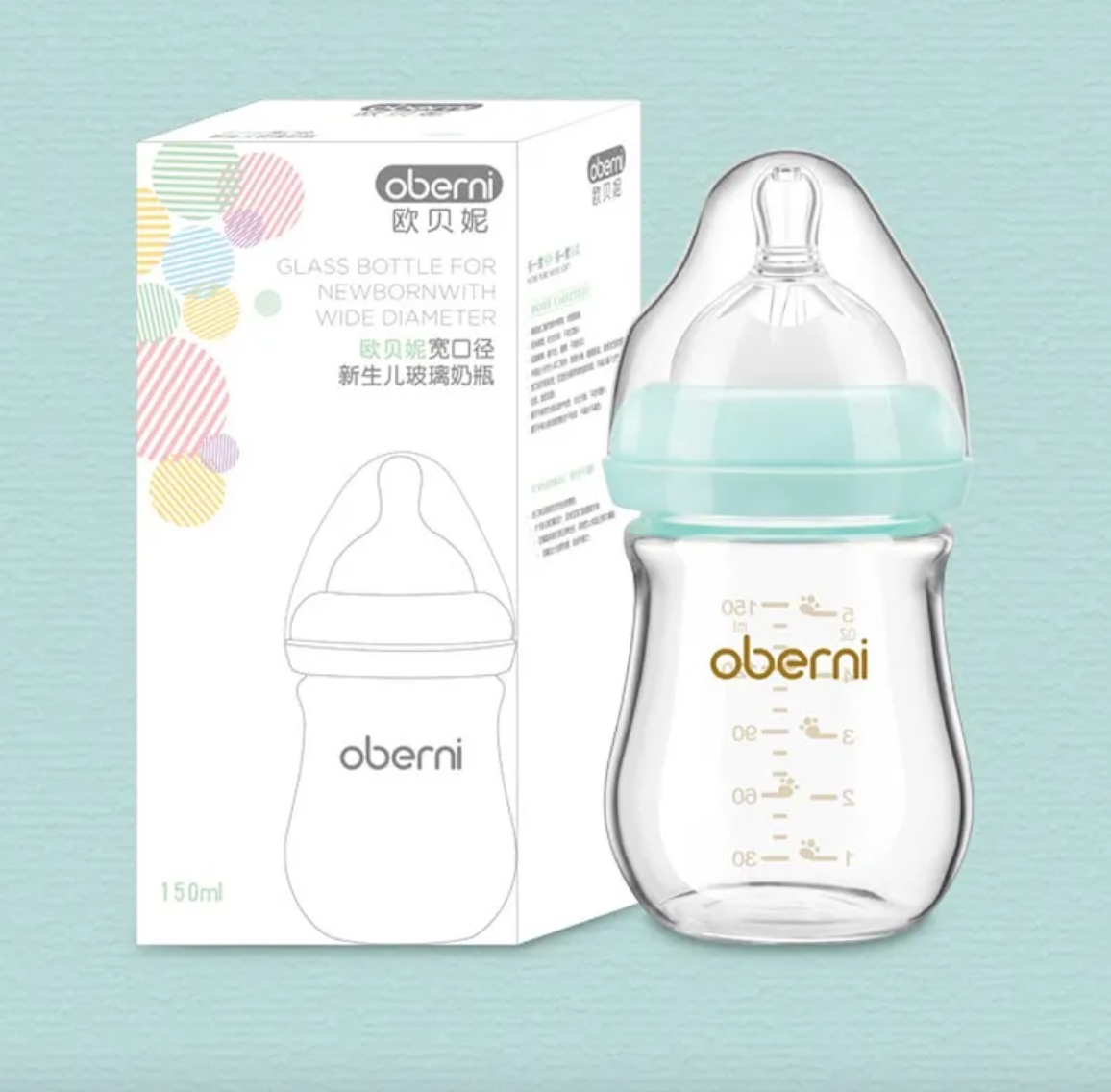 NumiGlass Wide-Bore Anti-Colic Baby Bottle